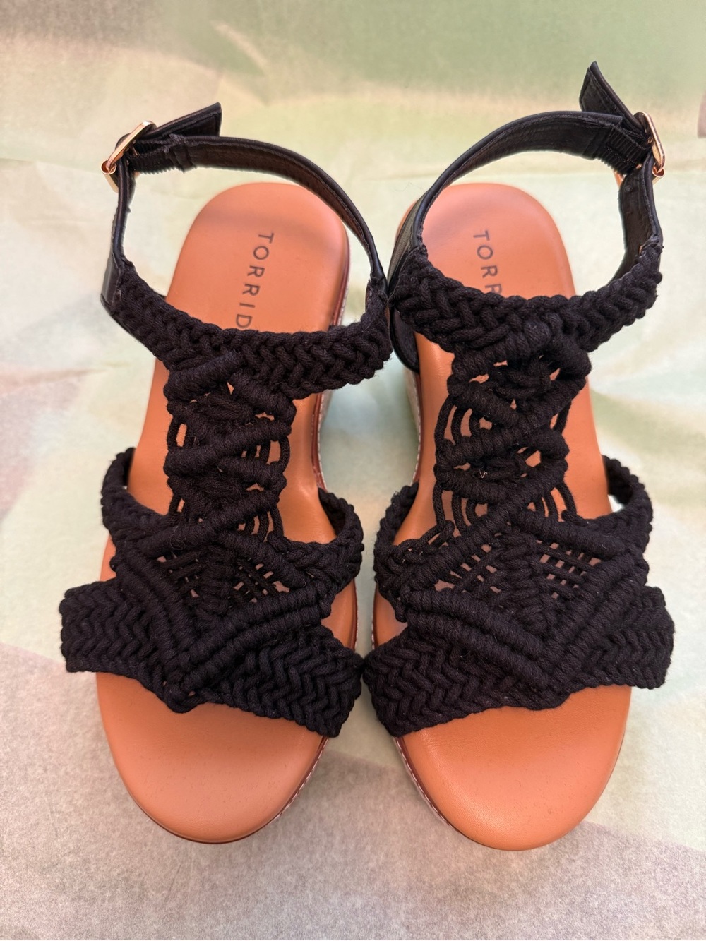 NWOT torrid Black Braided Wedge Sandals with Ankle Strap